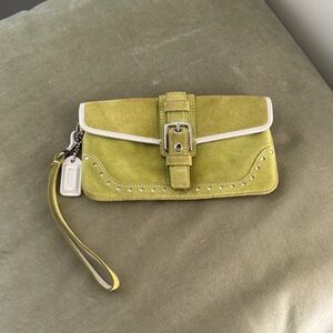 Coach Lime Green Suede Wristlet